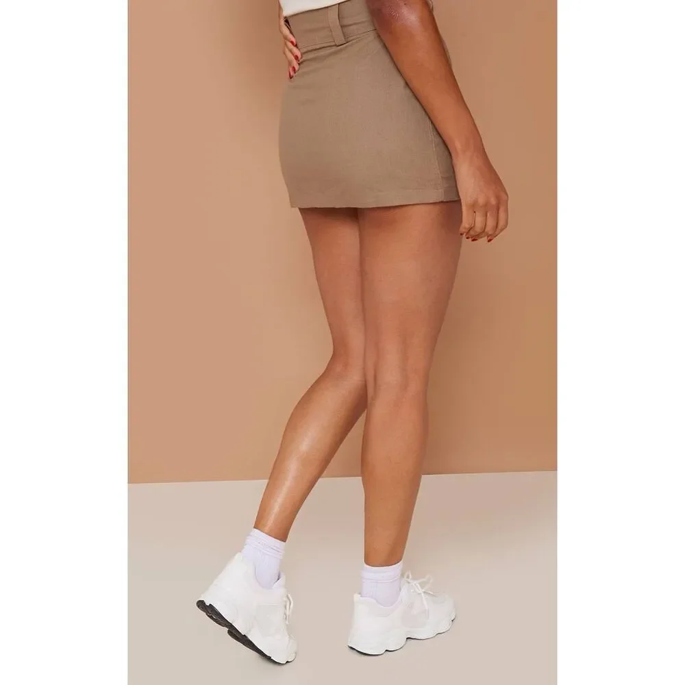 NWT prettylittlething cargo skirt micro mini skirt buckles straps front pockets